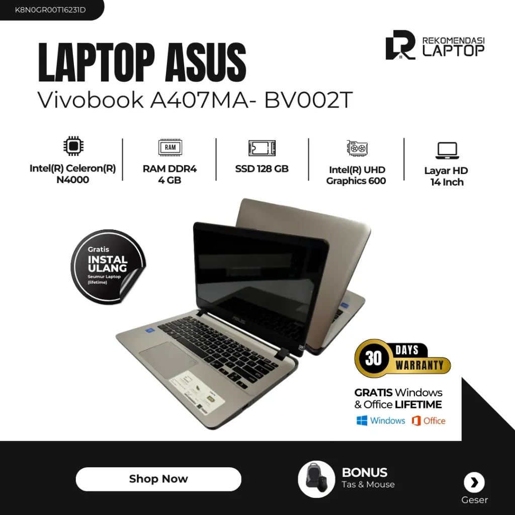 [K8N0GR00T16231D] Asus Vivobook A407MA- BV002T
