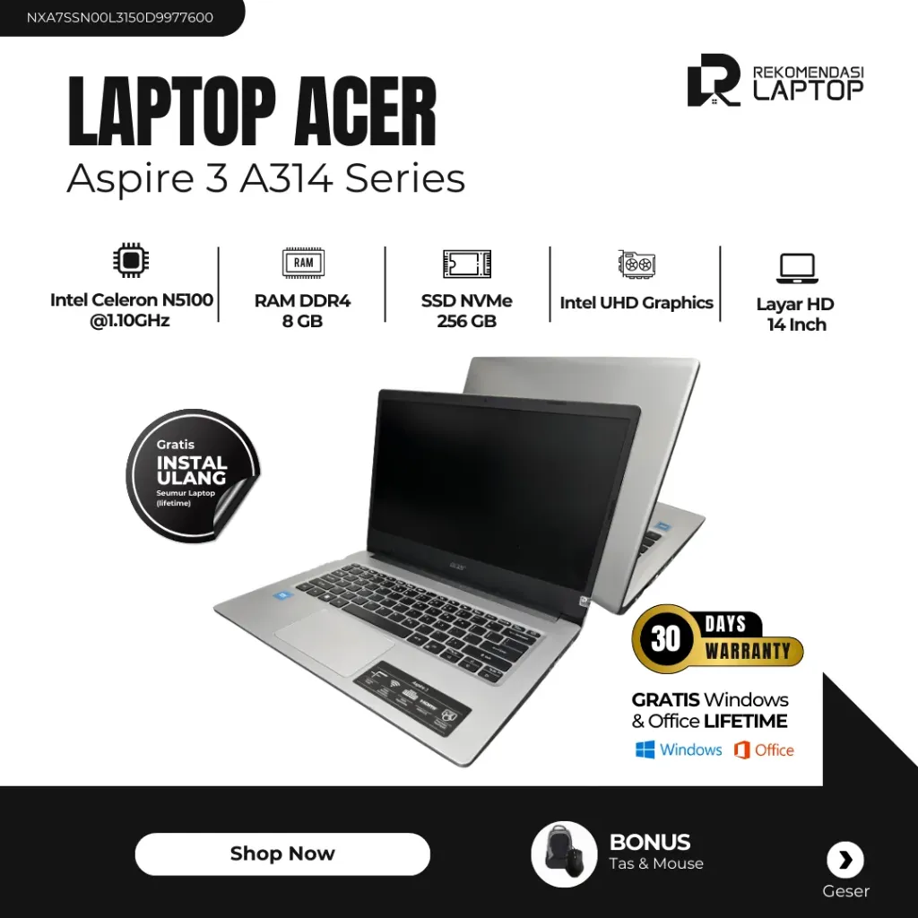 [NXA7SSN00L3150D9977600] Acer Aspire 3 A314
