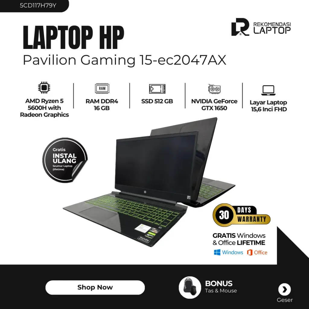 [5CD117H79Y] HP Pavilion Gaming 15-ec2047AX