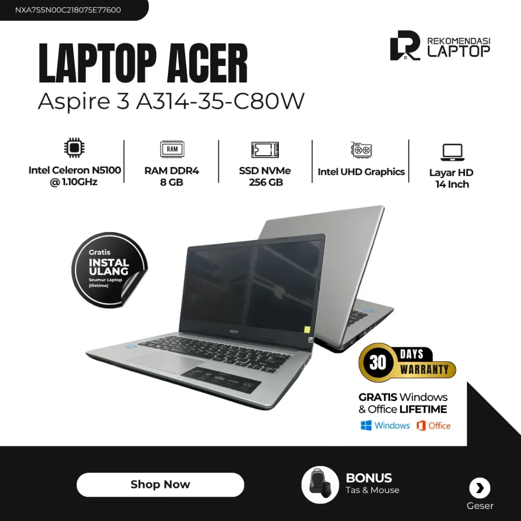 [NXA7SSN00C218075E77600] Acer Aspire 3 A314-35-C80W