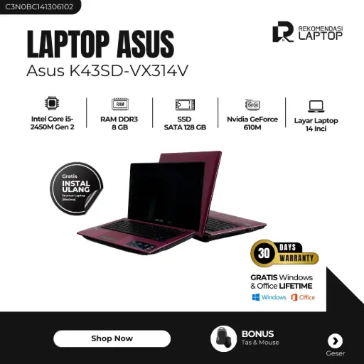 [C3N0BC141306102] Asus K43SD-VX314V
